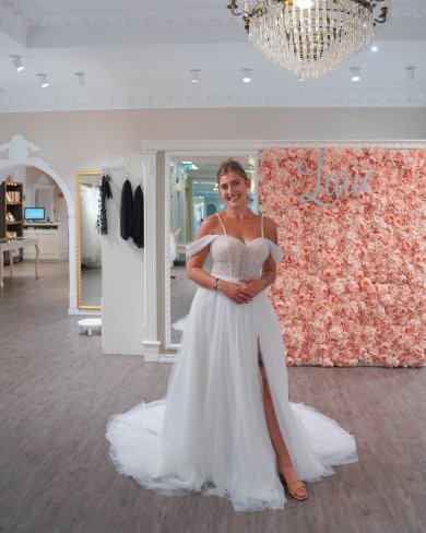 Glitzer Brautkleid bei Laue Festmoden