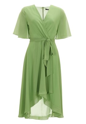Swing Chiffon Kleid in Wickel Optik mit V